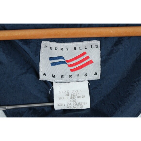 Vintage Perry Ellis America Embroidered Red White Blue Windbreaker Jacket XXL 90 - Picture 4 of 16